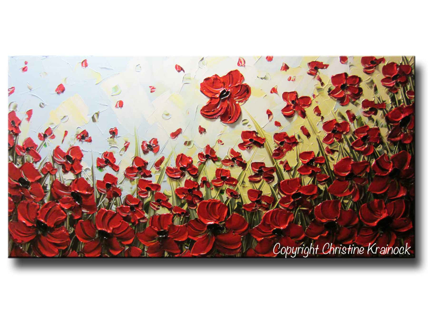 Load image into Gallery viewer, ORIGINAL Art Abstract Painting Red Flowers Poppies Large Canvas Wall Art Textured Landscape Poppy - Christine Krainock Art - Contemporary Art by Christine - 3
