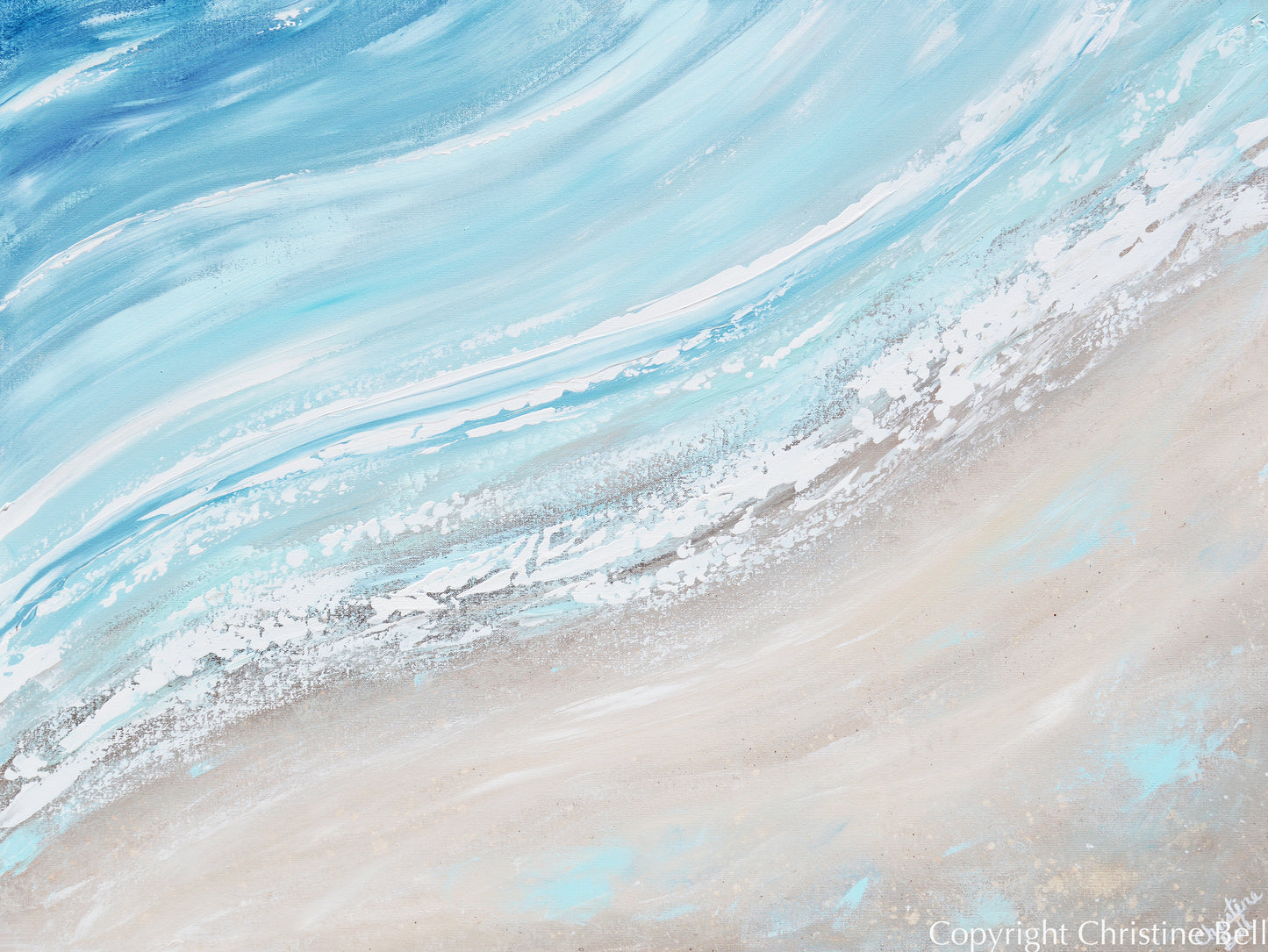 "Coastline" ORIGINAL Art Coastal Abstract Painting Ocean Surf Textured Beach Decor 40x30"