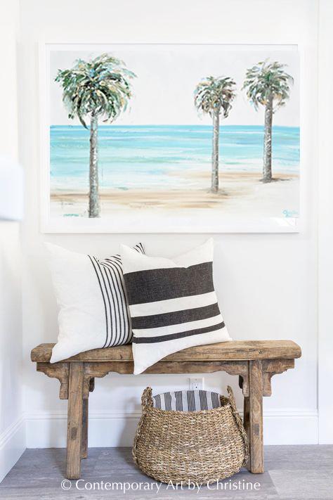 Load image into Gallery viewer, &amp;quot;Palm Beach&amp;quot; ORIGINAL Art Coastal Abstract Painting Textured Palm Trees Beach Wall Art 36x24&amp;quot;
