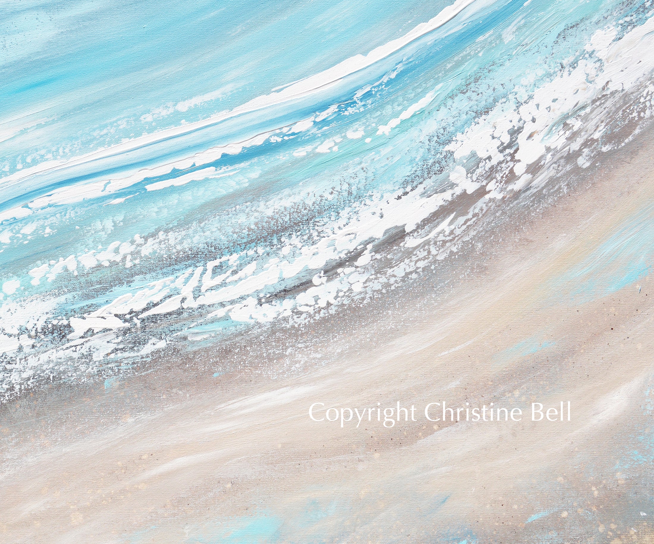 ORIGINAL Art Abstract Painting Aqua Blue Ocean Beach Coastal Decor ...