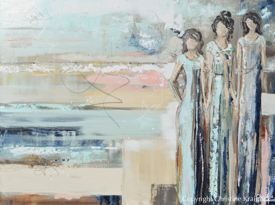 "Sisterhood" GICLEE PRINT Art Abstract Painting Figurative Girls Strong Women Canvas