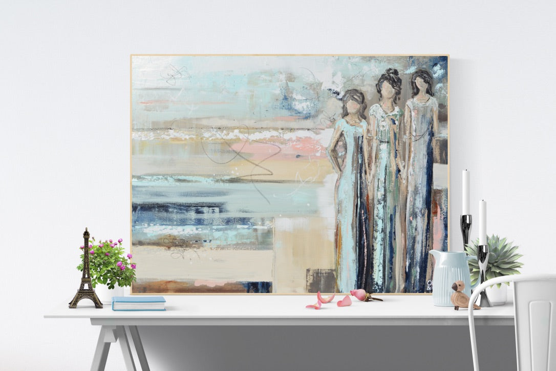 Load image into Gallery viewer, &amp;quot;Sisterhood&amp;quot; GICLEE PRINT Art Abstract Painting Figurative Girls Strong Women Canvas
