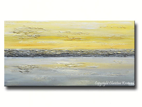 Load image into Gallery viewer, GICLEE PRINT Art Abstract Painting Yellow Grey Wall Art Coastal Canvas Prints Urban Gold White - Christine Krainock Art - Contemporary Art by Christine - 3
