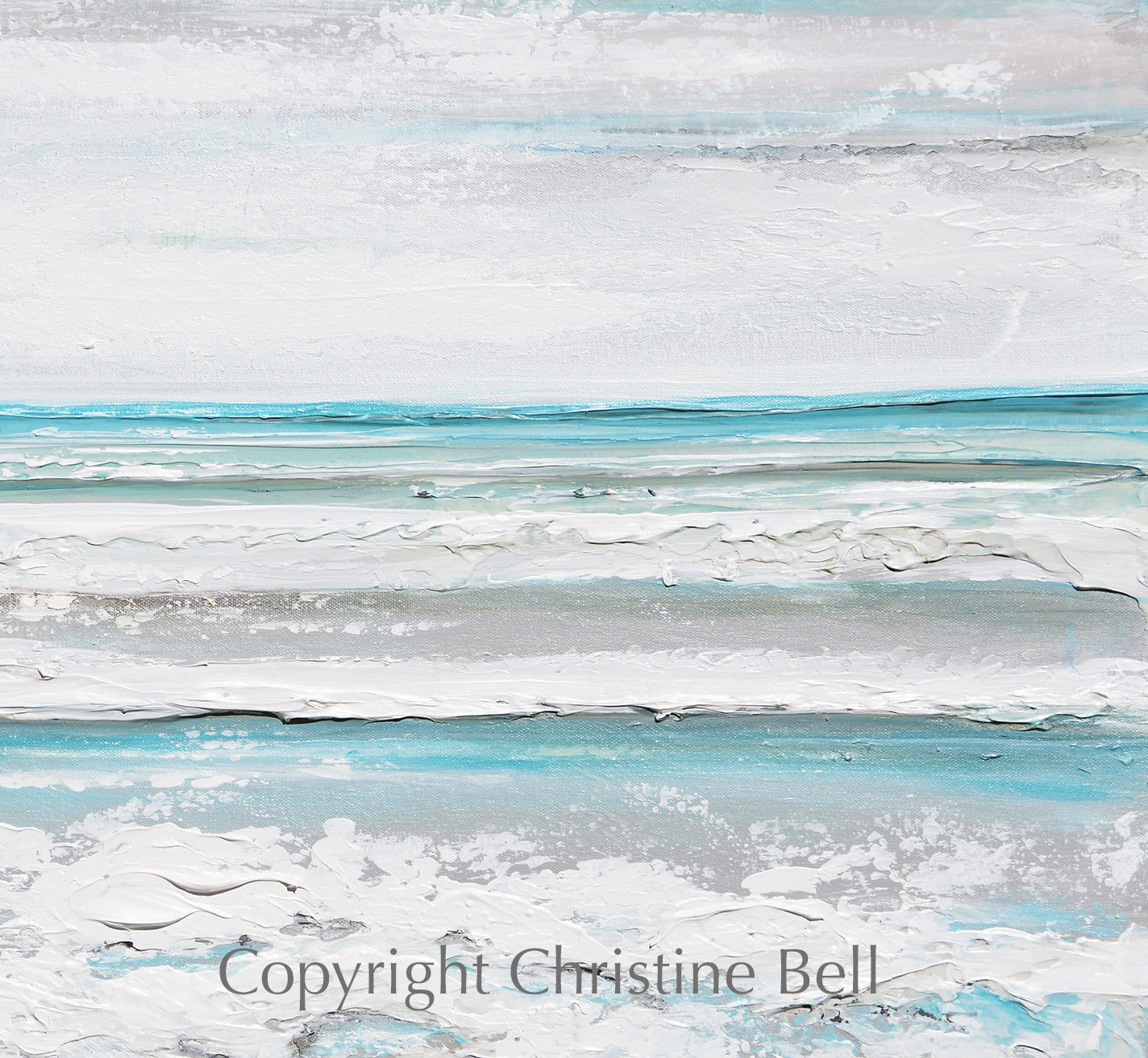 "Tranquil Shores" ORIGINAL Art Coastal Abstract Painting Textured Ocean Aqua Blue White Grey Beach Decor 40x30"