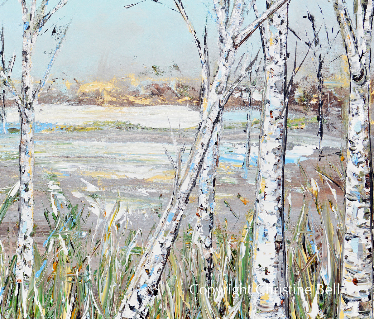 ORIGINAL Art Abstract Painting Birch Trees Landscape Aspens Wall Art ...