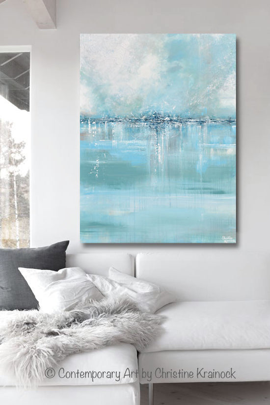 GICLEE PRINT Art Abstract Painting Coastal Wall Decor Sea Blue Green –  Contemporary Art by Christine