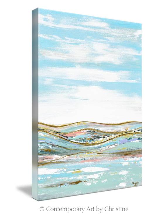Load image into Gallery viewer, &amp;quot;Heavenly Day&amp;quot; ORIGINAL Art Diptych Abstract Landscape Painting w/ Gold Leaf Textured 2 -Canvases, 60x40&amp;quot; Total
