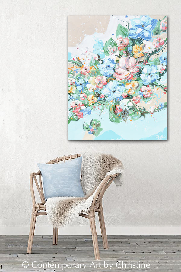 "Petal Party" ORIGINAL Art Abstract Floral Painting Botanical Flowers Textured Wildflowers 24x30"