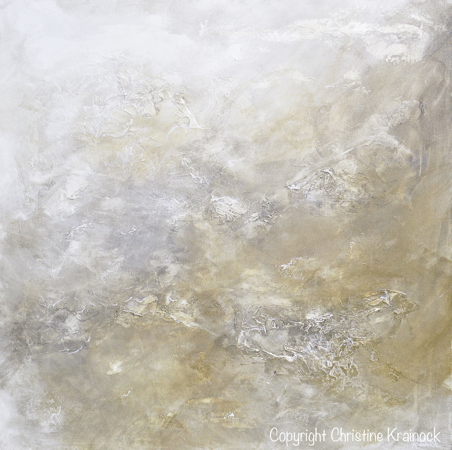 Load image into Gallery viewer, ORIGINAL Art Abstract Painting Neutral X- LARGE White Grey Taupe Beige Modern Textured Coastal Wall Art Decor 48x48&amp;quot; - Christine Krainock Art - Contemporary Art by Christine - 6

