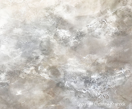 Load image into Gallery viewer, ORIGINAL Art Abstract Painting Neutral X- LARGE White Grey Taupe Beige Modern Textured Coastal Wall Art Decor 48x48&amp;quot; - Christine Krainock Art - Contemporary Art by Christine - 5
