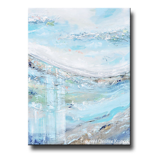 Load image into Gallery viewer, ORIGINAL Art Abstract Painting Landscape Blue Green White Grey Textured Wall Art Home Decor 30x40&amp;quot;

