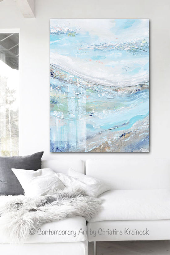 Load image into Gallery viewer, ORIGINAL Art Abstract Painting Landscape Blue Green White Grey Textured Wall Art Home Decor 30x40&amp;quot;
