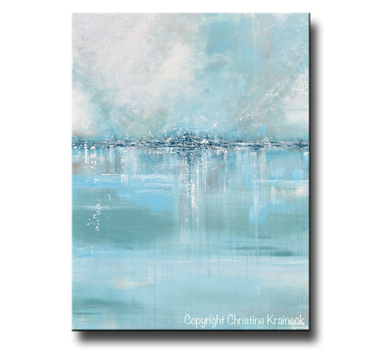 Load image into Gallery viewer, ORIGINAL Art Abstract Painting Blue Sea Foam Green Grey White Textured LARGE Canvas Coastal Wall Art Decor 36x48&amp;quot; - Christine Krainock Art - Contemporary Art by Christine - 3
