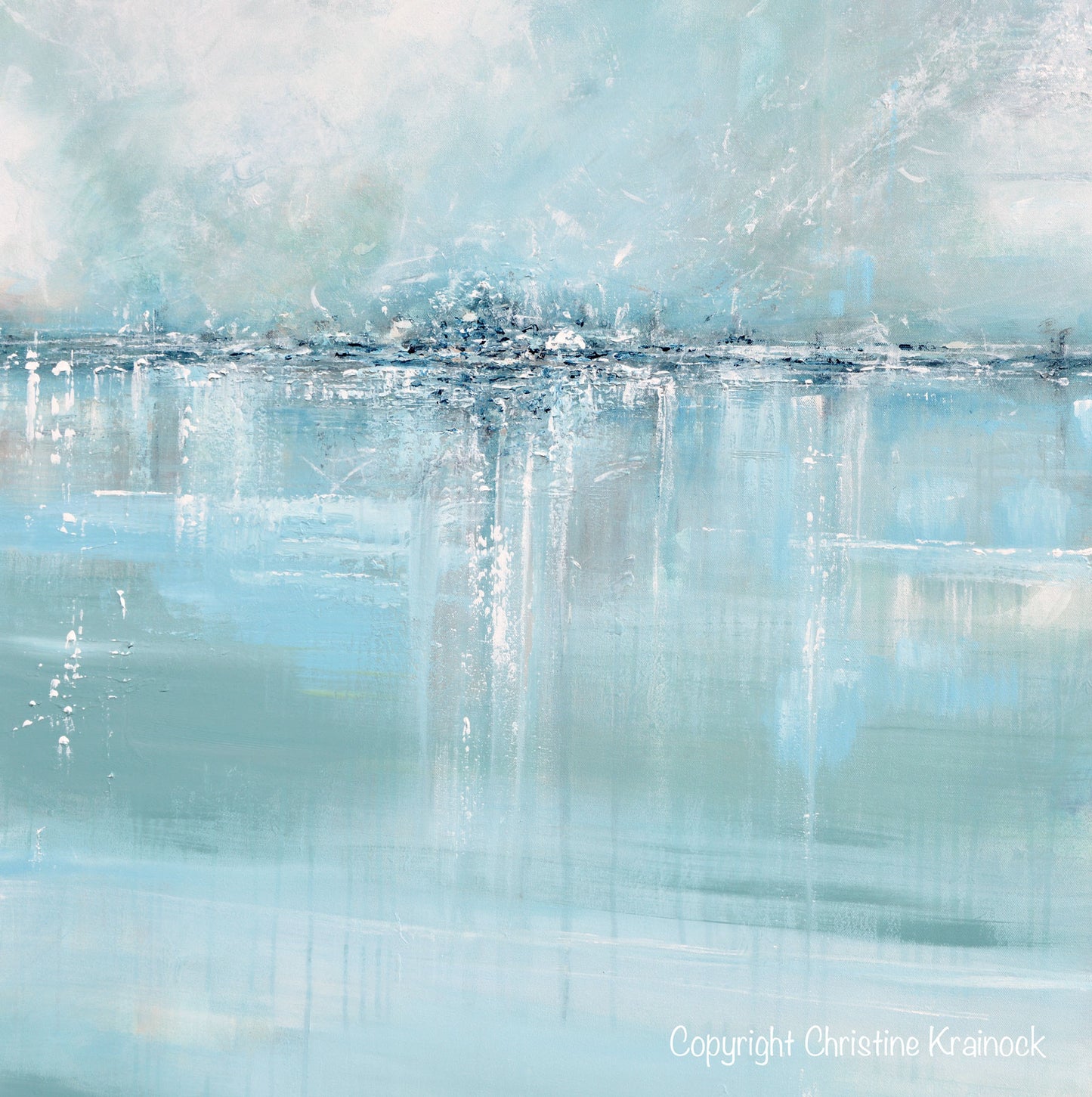 Load image into Gallery viewer, ORIGINAL Art Abstract Painting Blue Sea Foam Green Grey White Textured LARGE Canvas Coastal Wall Art Decor 36x48&amp;quot; - Christine Krainock Art - Contemporary Art by Christine - 5
