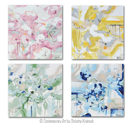 Load image into Gallery viewer, ORIGINAL Art Abstract Paintings -Set of 4- 20&amp;quot; Colorful Wall Art Home Decor Canvas Totaling 40x40&amp;quot;
