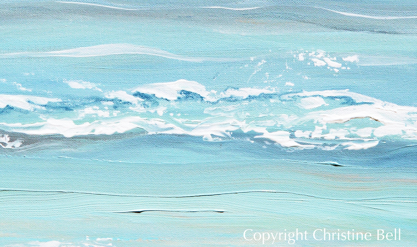 "Crystal Blue" ORIGINAL Art Coastal Abstract Painting Textured Aqua Blue White Beach Decor24x24"