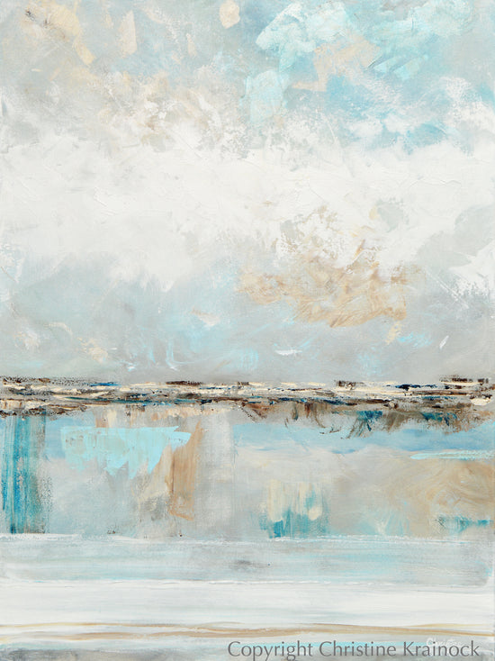 Load image into Gallery viewer, ORIGINAL Art Abstract Painting Textured Light Blue White Grey Beige Coastal Landscape 30x40&amp;quot;

