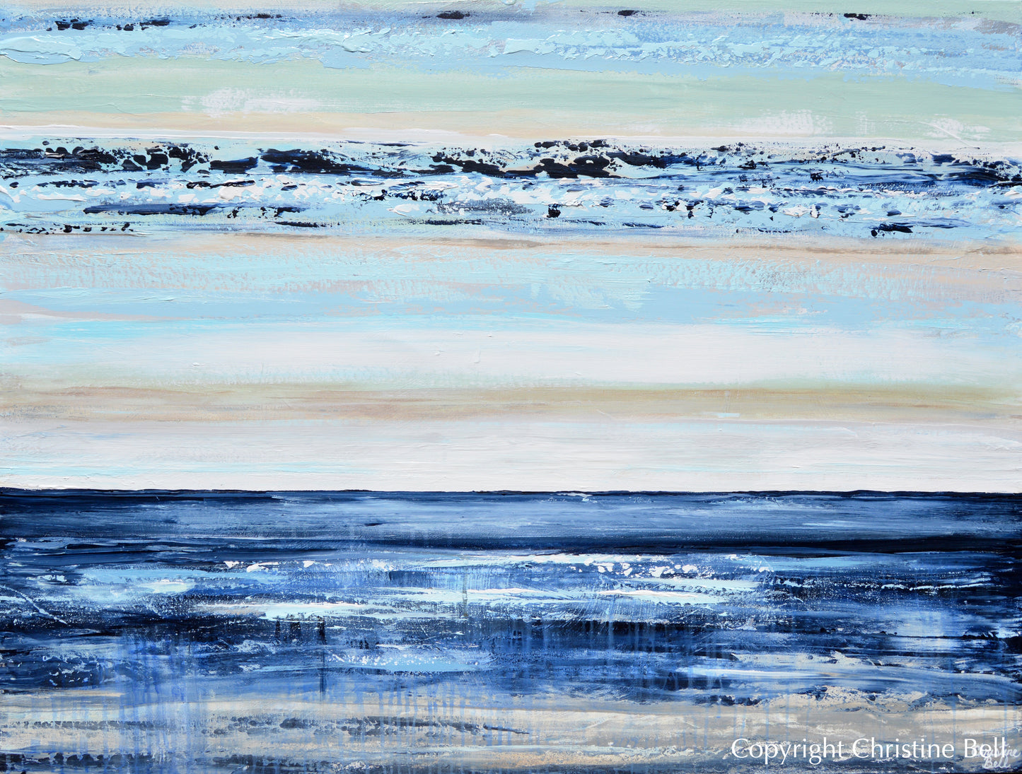 Custom for Bruce -ORIGINAL Art Abstract Painting Textured Navy Blue White Sea Foam Coastal Beach Wall Art Diptych 2- 30x48" 48x36"