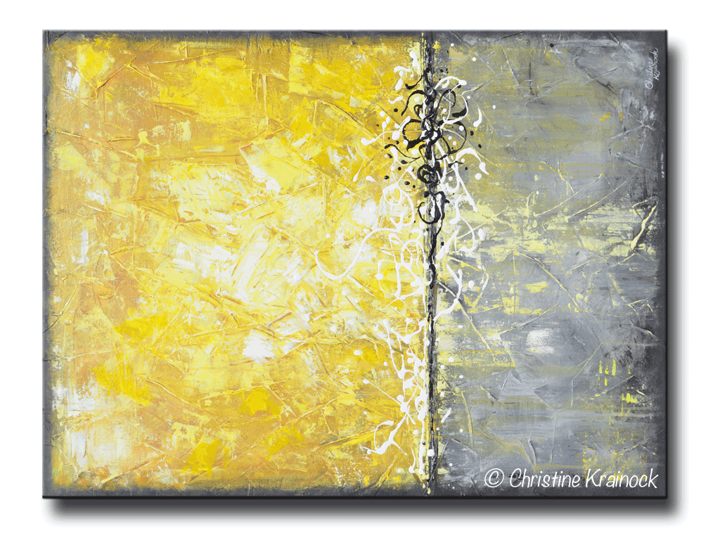 Load image into Gallery viewer, GICLEE PRINT Art Yellow Grey Abstract Painting Canvas Prints Contemporary Beach Coastal Wall Art - Christine Krainock Art - Contemporary Art by Christine - 5
