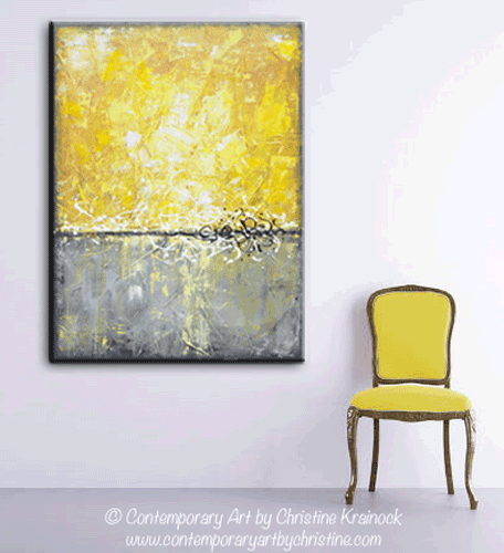 Load image into Gallery viewer, GICLEE PRINT Art Yellow Grey Abstract Painting Canvas Prints Contemporary Beach Coastal Wall Art - Christine Krainock Art - Contemporary Art by Christine - 4
