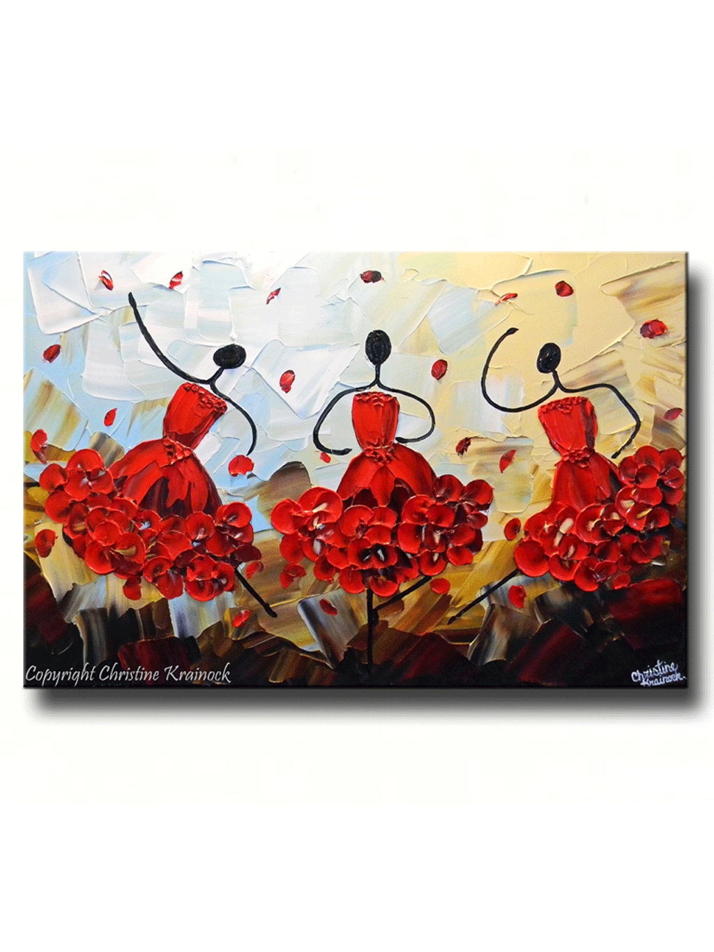 CUSTOM Abstract Dancers Painting Red Dress Textured Palette Knife Musi –  Contemporary Art by Christine