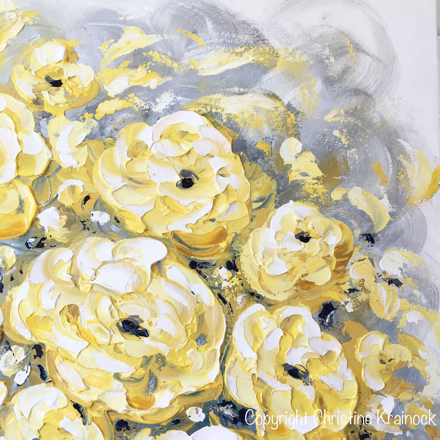 Load image into Gallery viewer, GICLEE PRINT Art Yellow Grey Gold Abstract Painting Poppy Flowers Floral Coastal Artwork Canvas Art Prints

