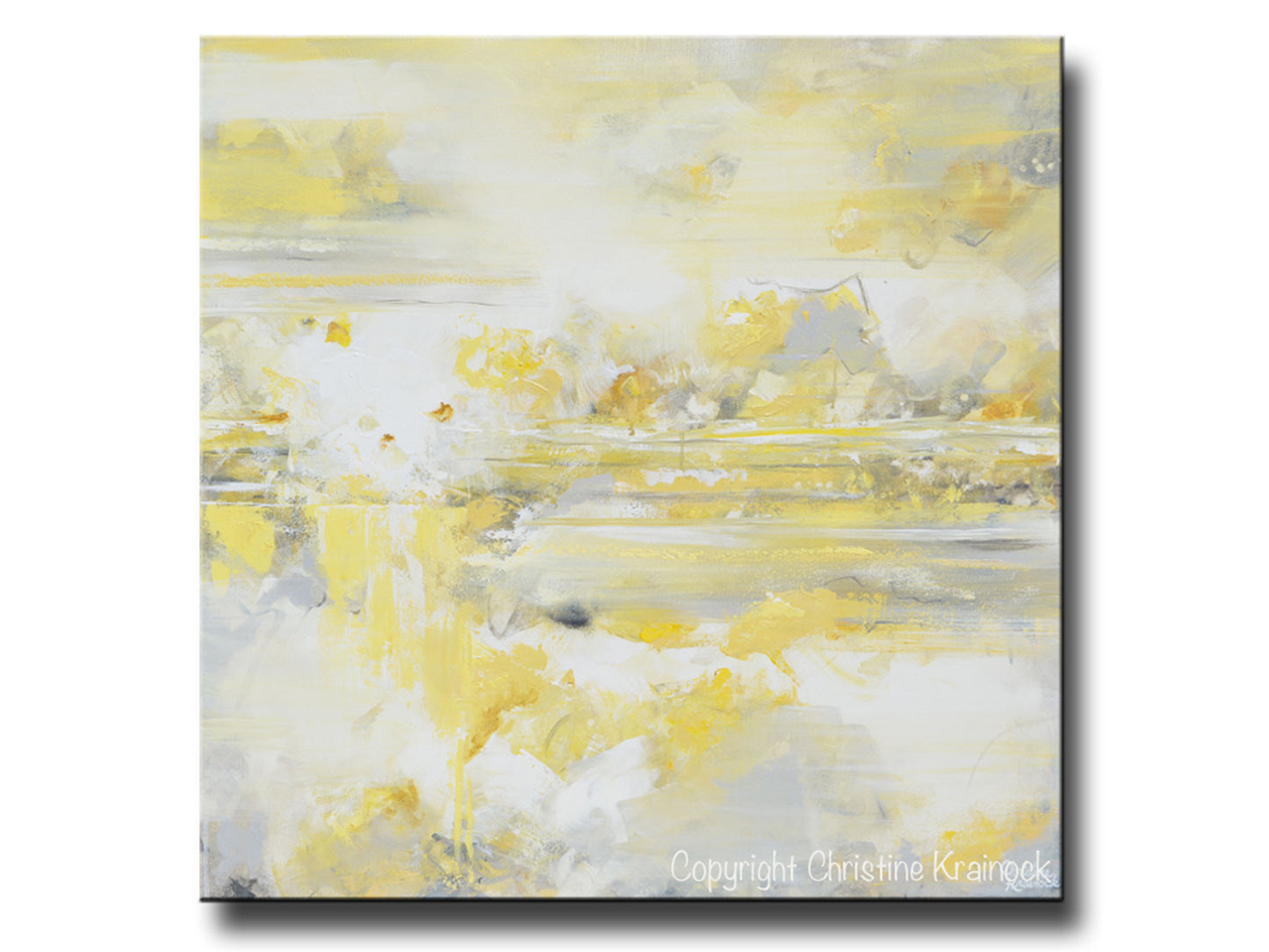 Load image into Gallery viewer, GICLEE PRINT Art Yellow Grey Abstract Painting Modern Coastal Canvas Art White Gold Wall Decor
