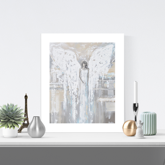 Load image into Gallery viewer, &amp;quot;Angel of Love&amp;quot; LIMITED EDITION, MATTED &amp;amp; SIGNED by Artist Giclee Print Abstract Angel Painting 16x20&amp;quot;
