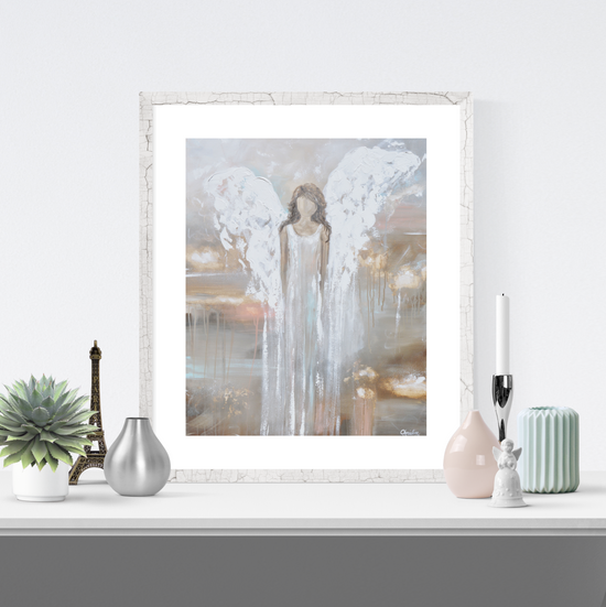 "Delicate Strength" LIMITED EDITION, MATTED & SIGNED by Artist Giclee Print Abstract Angel Painting 16x20"