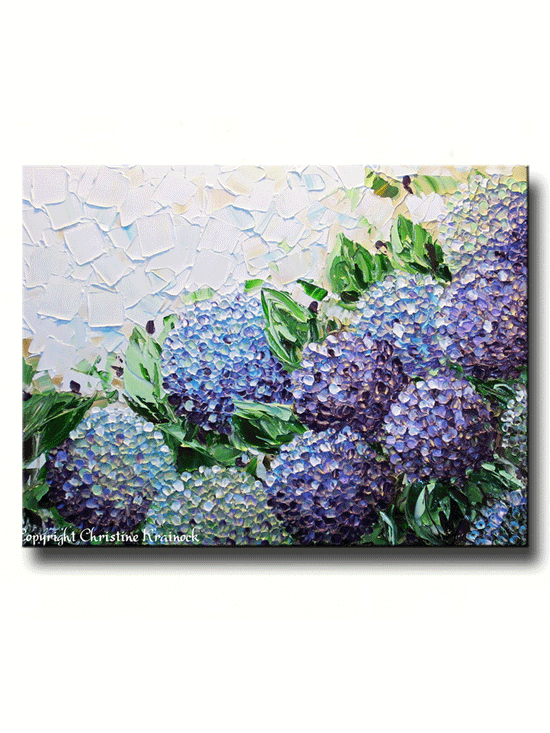 GICLEE PRINT Art Abstract Painting Hydrangea Flowers Impasto Lavender Purple Canvas Prints - Christine Krainock Art - Contemporary Art by Christine - 1