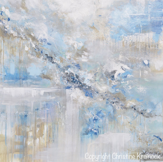 Load image into Gallery viewer, ORIGINAL Art Abstract Painting Blue White Grey Taupe Modern Textured Coastal Wall Art Decor 36x36&amp;quot; - Christine Krainock Art - Contemporary Art by Christine - 6
