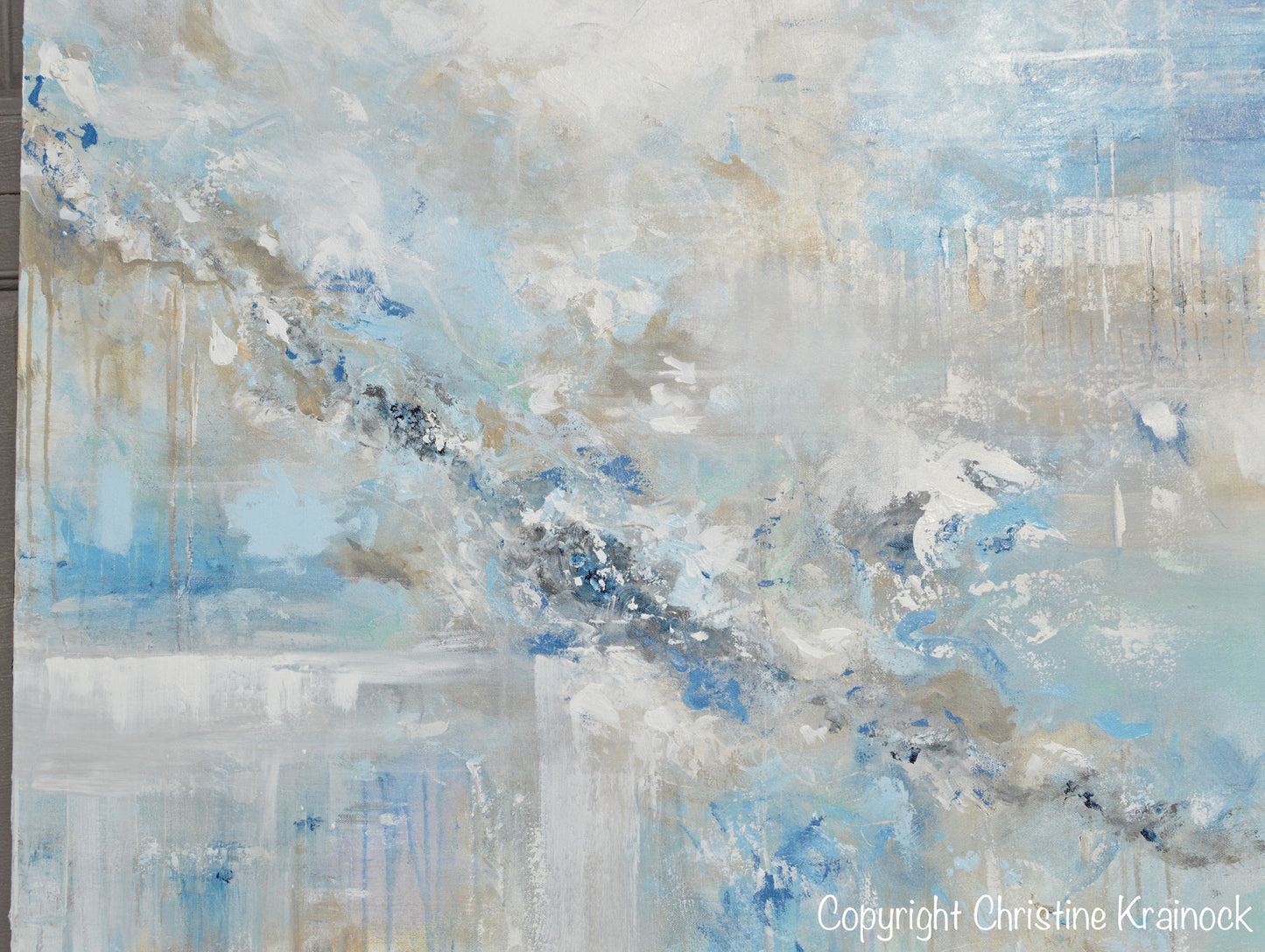 Load image into Gallery viewer, ORIGINAL Art Abstract Painting Blue White Grey Taupe Modern Textured Coastal Wall Art Decor 36x36&amp;quot; - Christine Krainock Art - Contemporary Art by Christine - 5
