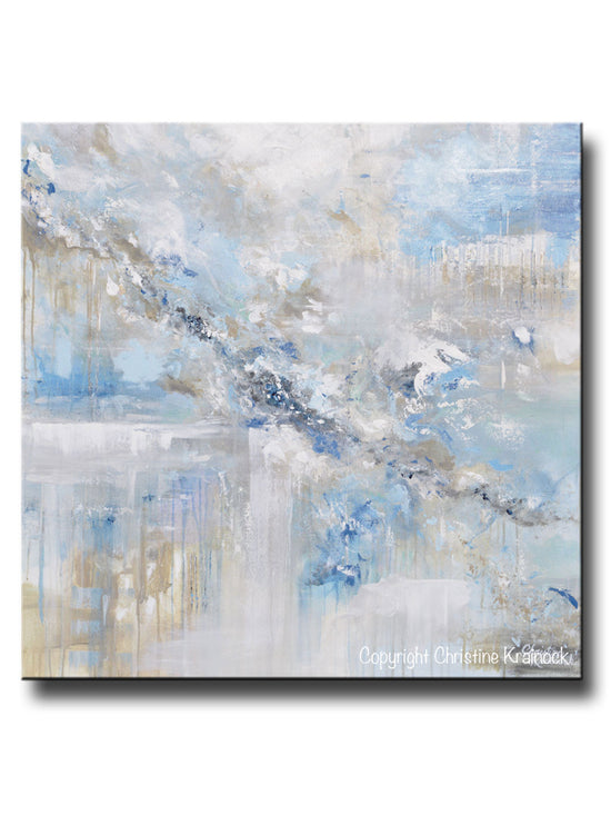 Load image into Gallery viewer, ORIGINAL Art Abstract Painting Blue White Grey Taupe Modern Textured Coastal Wall Art Decor 36x36&amp;quot; - Christine Krainock Art - Contemporary Art by Christine - 1

