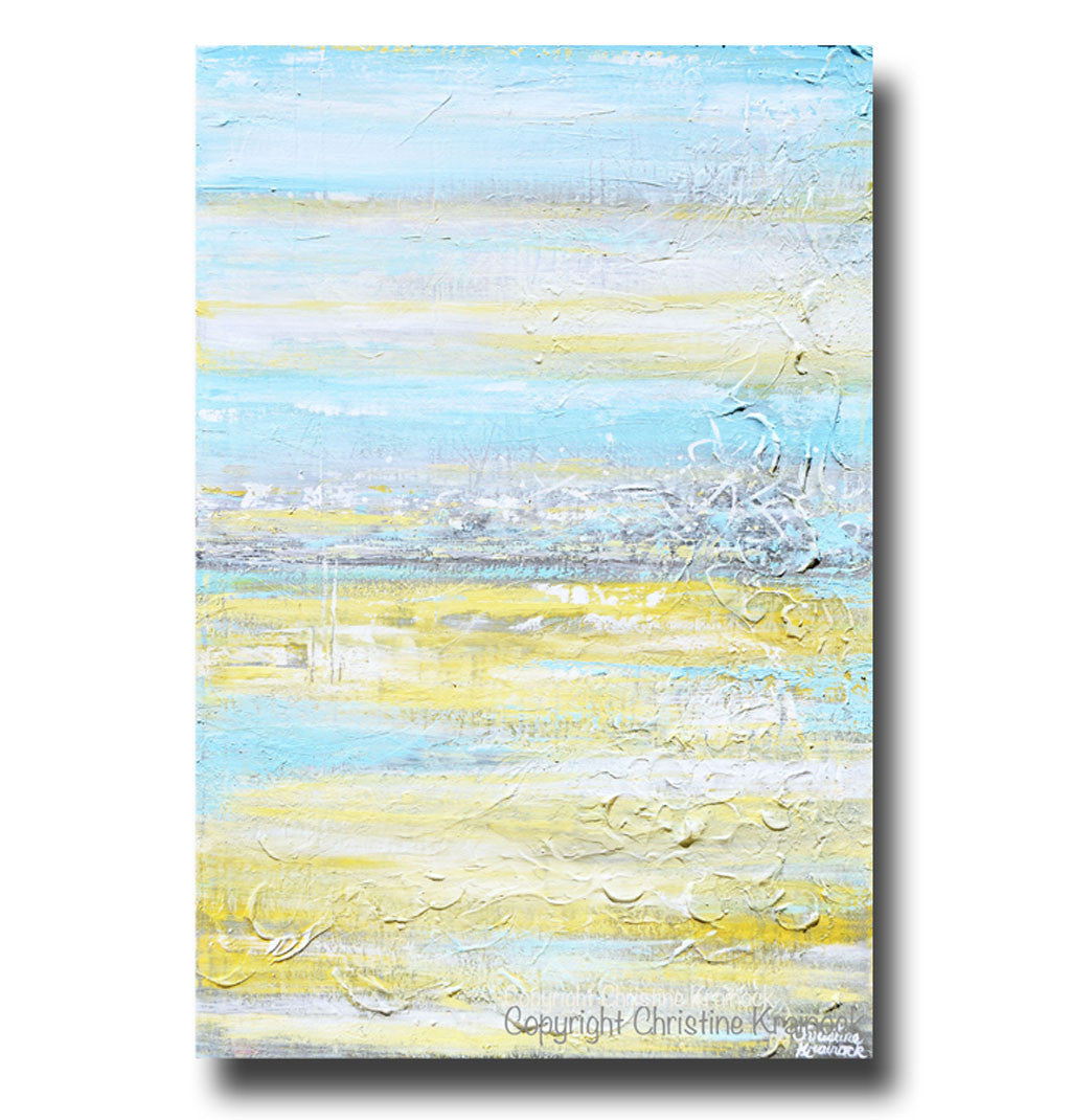 Load image into Gallery viewer, ORIGINAL Art Abstract Painting Yellow Grey Turquoise Blue Textured Coastal Wall Decor 36x24&amp;quot;
