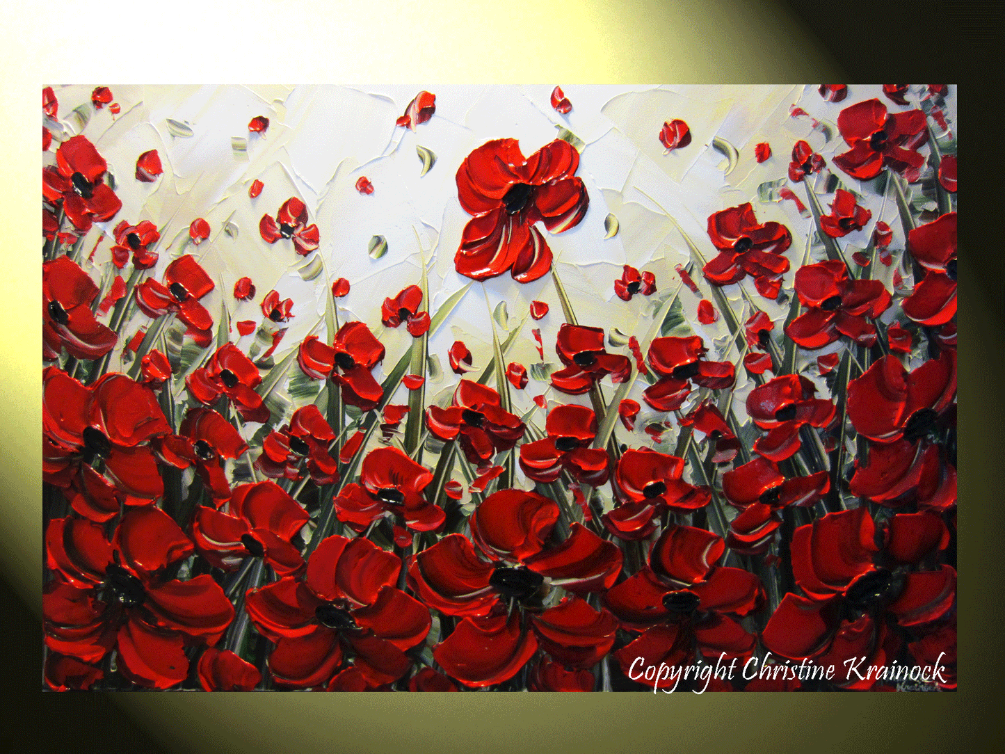 ORIGINAL Art Abstract Painting Red Poppy Painting Textured Poppies Flowers Paintings Fall Decor - Christine Krainock Art - Contemporary Art by Christine - 6