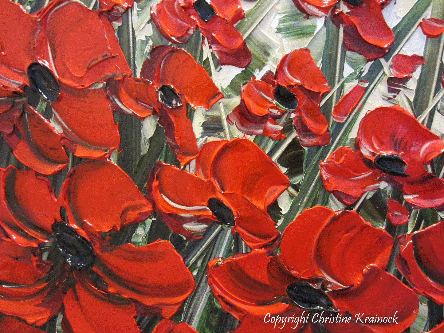 ORIGINAL Art Abstract Painting Red Poppy Painting Textured Poppies Flowers Paintings Fall Decor - Christine Krainock Art - Contemporary Art by Christine - 5