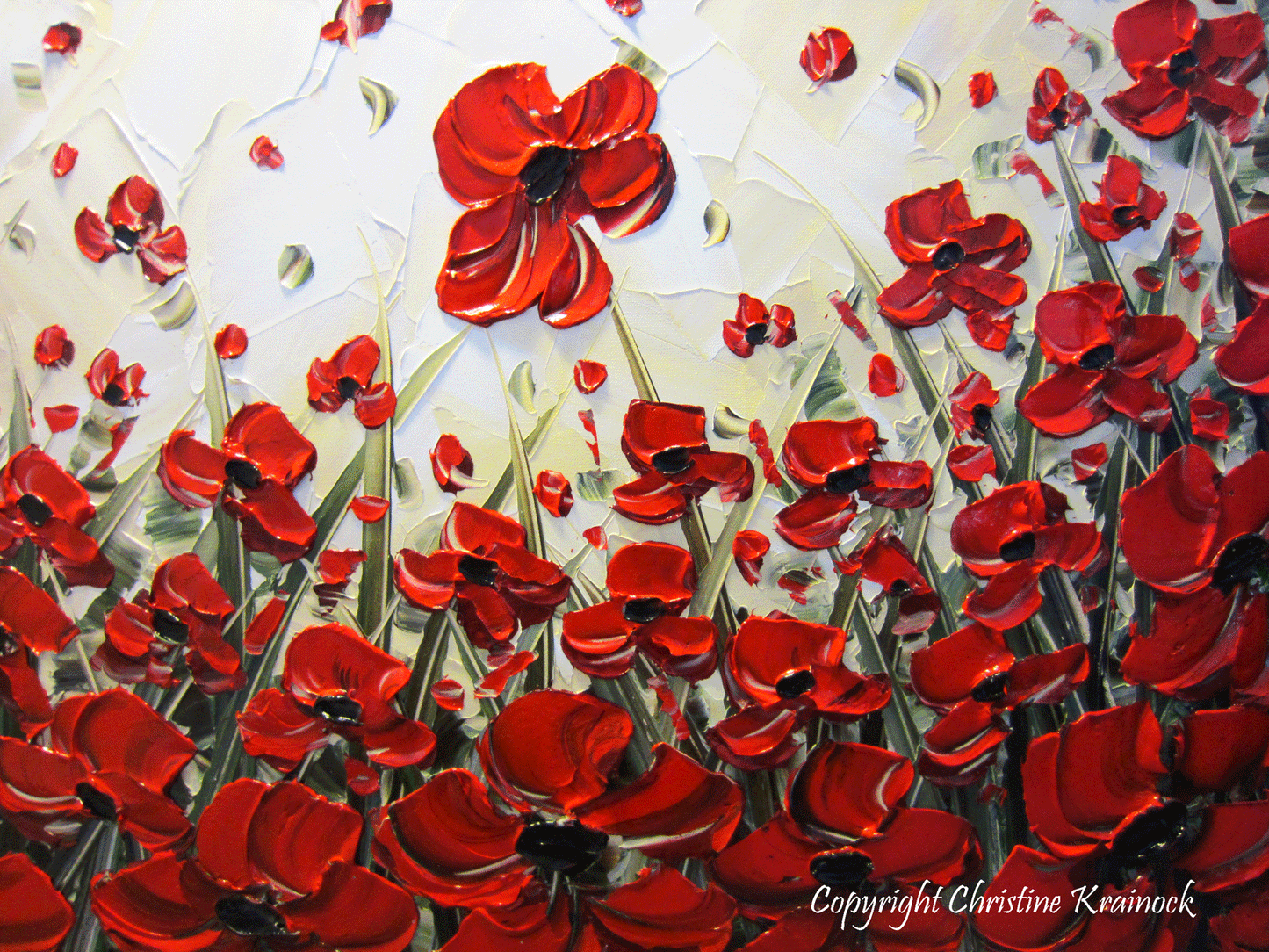 ORIGINAL Art Abstract Painting Red Poppy Painting Textured Poppies Flowers Paintings Fall Decor - Christine Krainock Art - Contemporary Art by Christine - 4