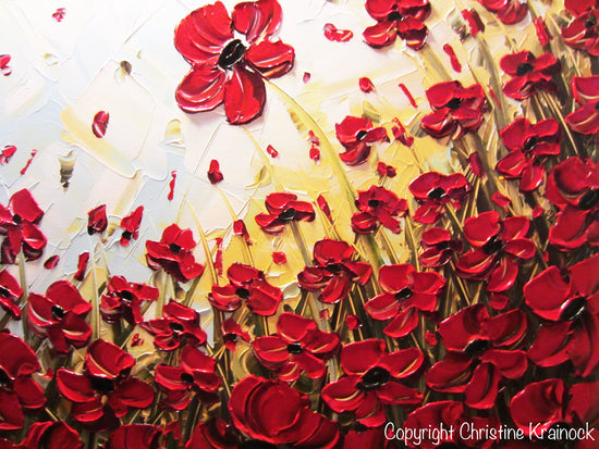 Load image into Gallery viewer, ORIGINAL Art Abstract Painting Red Poppy Flowers Landscape Large Canvas Textured Spring Poppies - Christine Krainock Art - Contemporary Art by Christine - 6

