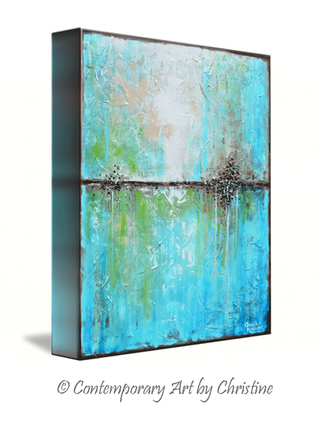 Load image into Gallery viewer, GICLEE PRINT Art Abstract Painting Aqua Blue Green White Textured Coastal Large Canvas Prints - Christine Krainock Art - Contemporary Art by Christine - 3
