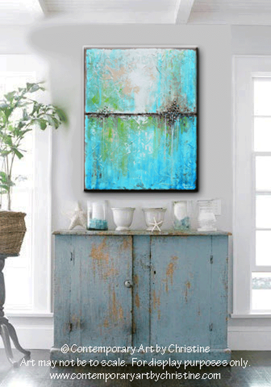 Load image into Gallery viewer, GICLEE PRINT Art Abstract Painting Aqua Blue Green White Textured Coastal Large Canvas Prints - Christine Krainock Art - Contemporary Art by Christine - 2
