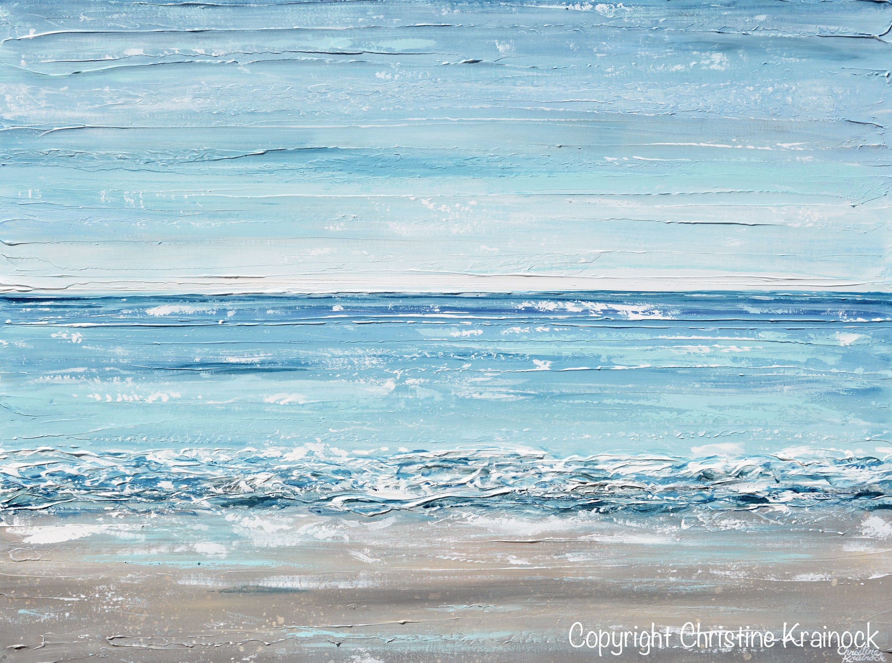 ORIGINAL Art Blue Abstract Painting Large Textured Beach Coastal Decor ...