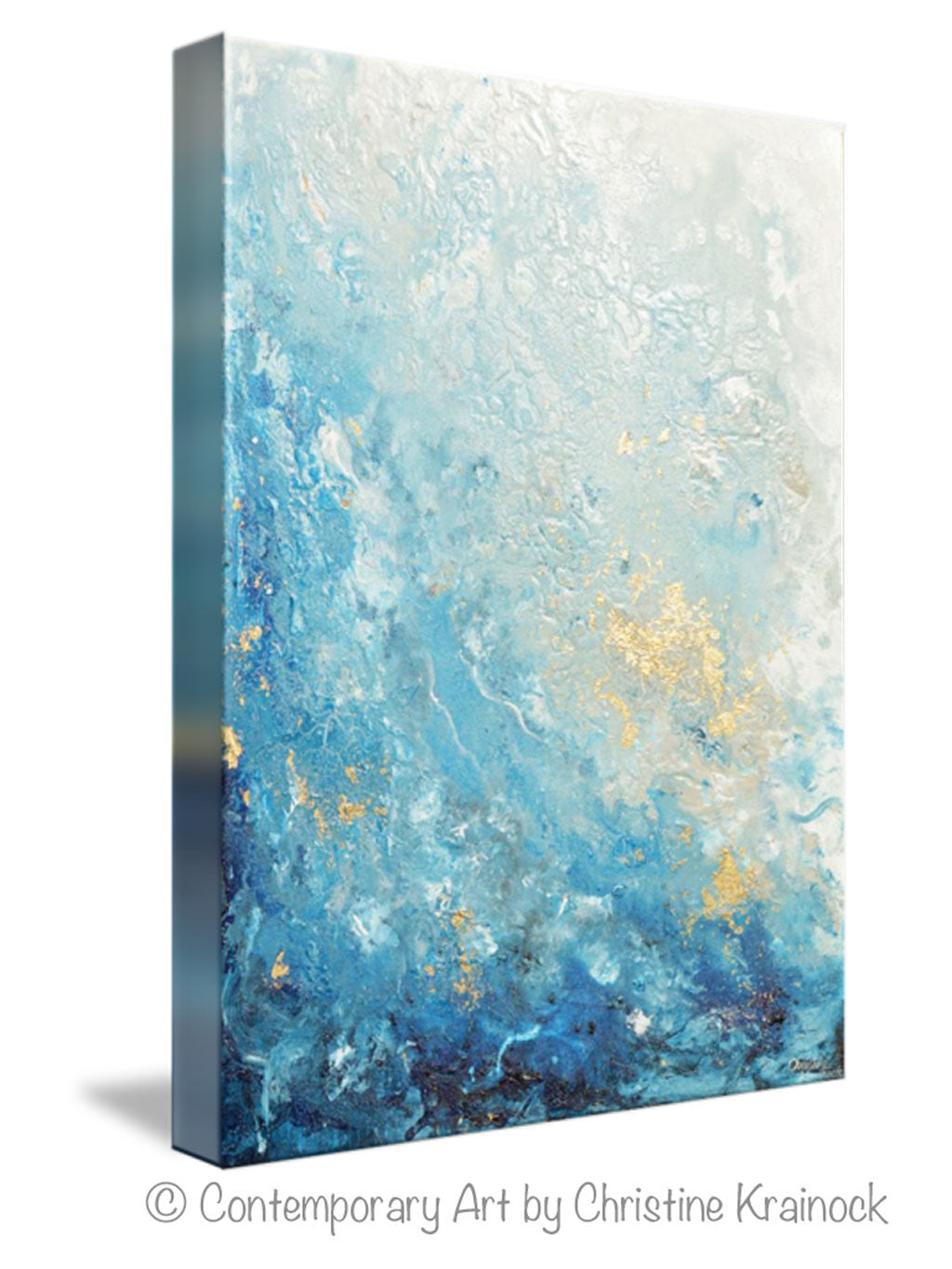 Load image into Gallery viewer, GICLEE PRINT Art Abstract Painting Ocean Blue White Seascape Coastal Large Canvas Prints Wall Art - Christine Krainock Art - Contemporary Art by Christine - 3
