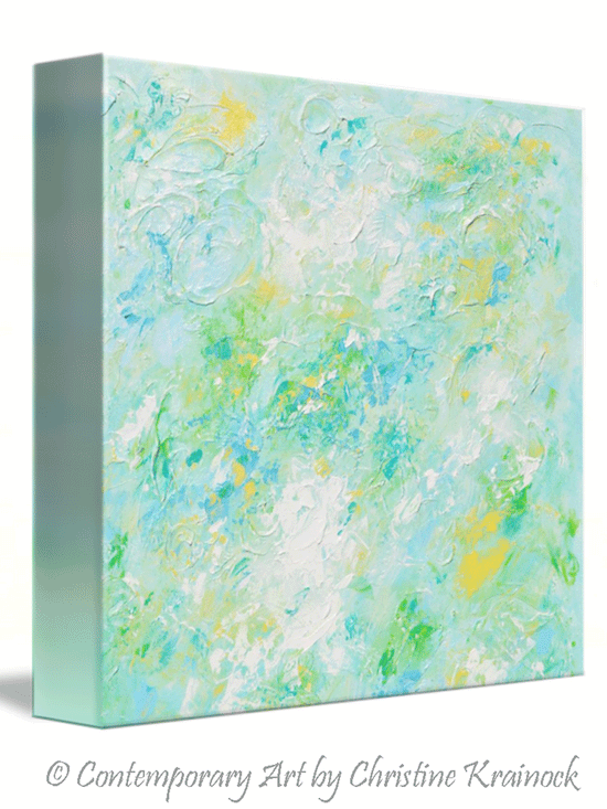 Load image into Gallery viewer, GICLEE PRINT Soft Aqua Blue Abstract Painting Light Blue Modern Canvas Print Coastal Beach Artwork - Christine Krainock Art - Contemporary Art by Christine - 3
