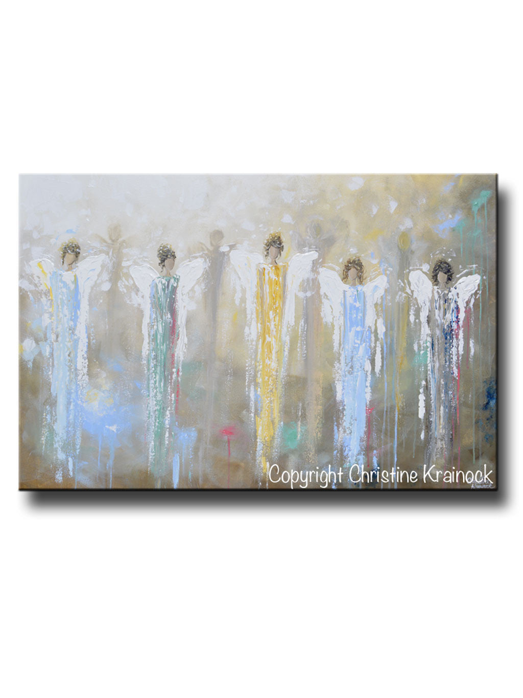 Load image into Gallery viewer, GICLEE PRINT Art Abstract Guardian Angels Painting Angel Wall Art~ Joyful Heart Foundation Charity - Christine Krainock Art - Contemporary Art by Christine - 1
