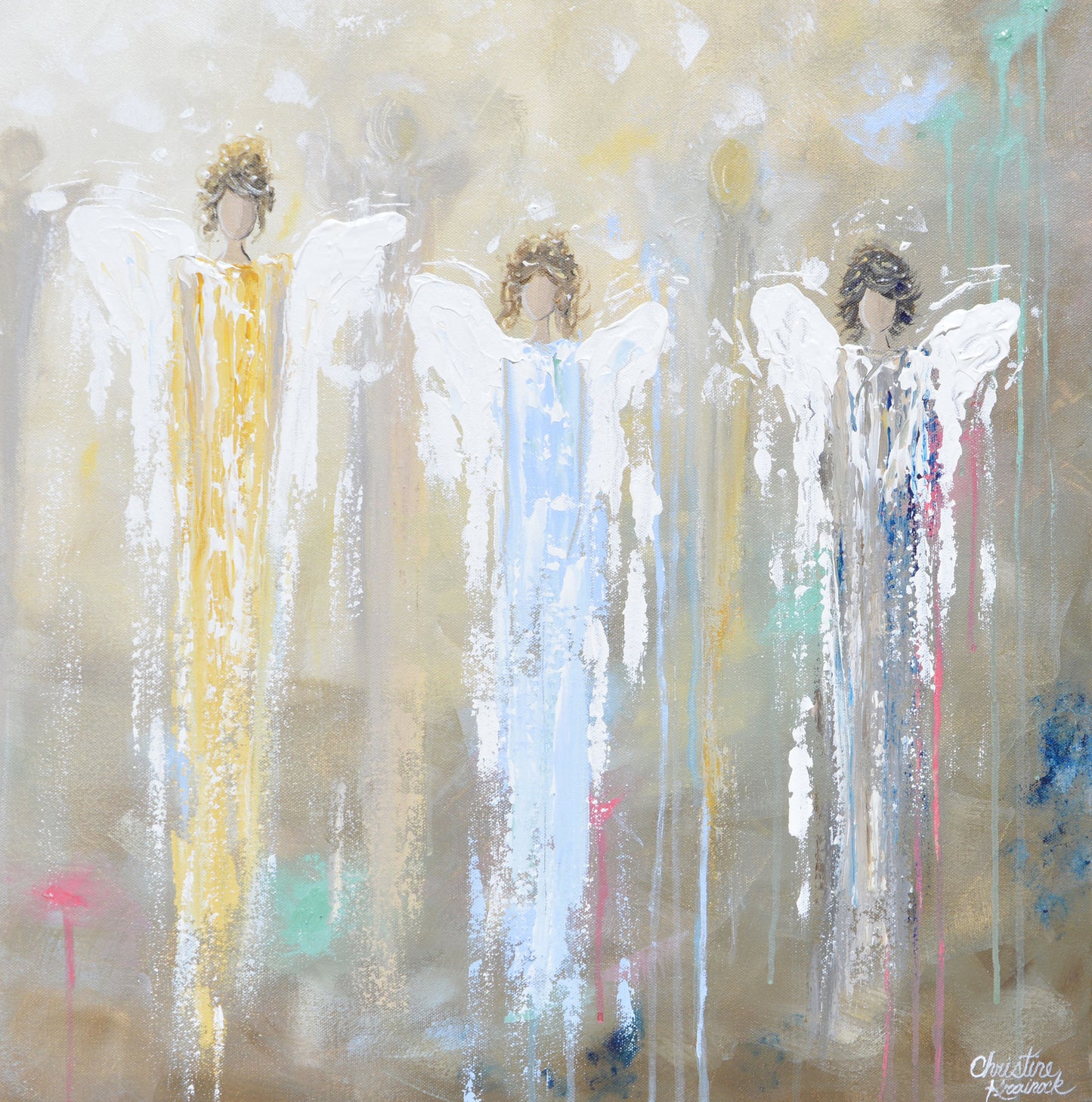 GICLEE PRINT Art Abstract Guardian Angels Painting Angel Wall Art~ Joyful Heart Foundation Charity - Christine Krainock Art - Contemporary Art by Christine - 3
