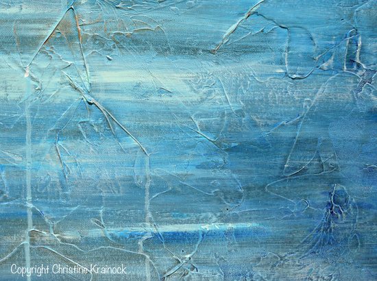 Load image into Gallery viewer, ORIGINAL Art Blue Abstract Painting Ocean Blue Textured Modern Coastal Decor Turquoise - Christine Krainock Art - Contemporary Art by Christine - 6
