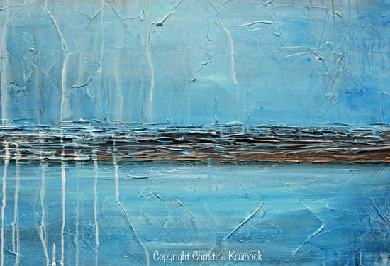 ORIGINAL Art Blue Abstract Painting Ocean Blue Textured Modern Coastal Decor Turquoise - Christine Krainock Art - Contemporary Art by Christine - 4