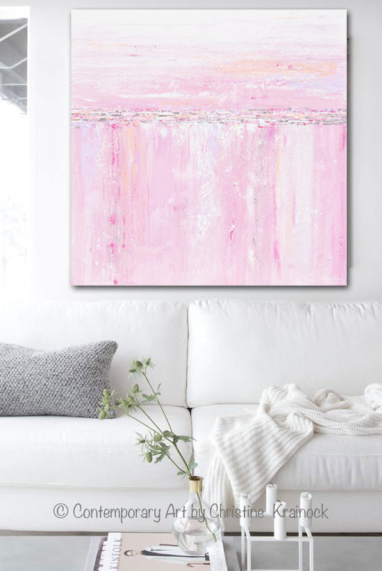 ORIGINAL Art Abstract Painting Pink White Grey Modern Textured Coastal Wall Art Home Decor - Christine Krainock Art - Contemporary Art by Christine - 2