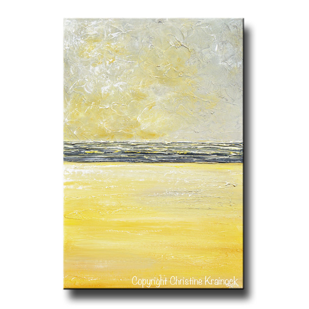 Load image into Gallery viewer, GICLEE PRINT Art Yellow Grey Abstract Painting Modern Textured Coastal Gold Wall Decor Canvas
