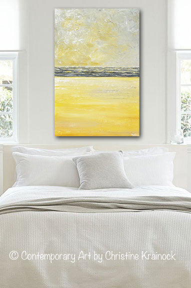 Load image into Gallery viewer, ORIGINAL Art Yellow Grey Abstract Painting Modern Textured Coastal Gold Wall Decor - Christine Krainock Art - Contemporary Art by Christine - 4
